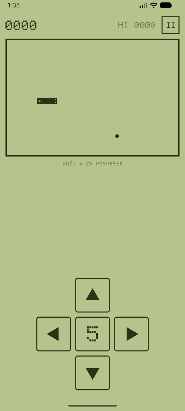 Igralna plošča Old School Snake z zaslonsko smerno tipkovnico